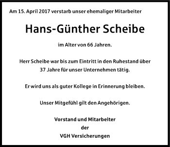 Anzeige von Hans-Günther Scheibe von LZ
