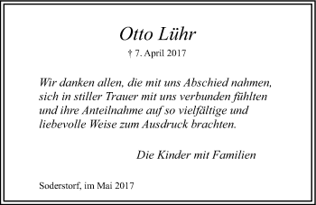Anzeige von Otto Lühr von LZ