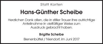 Anzeige von Hans-Günther Scheibe von LZ
