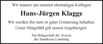Anzeige von Hans-Jürgen Klagge von LZ