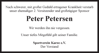 Anzeige von Peter Petersen von LZ