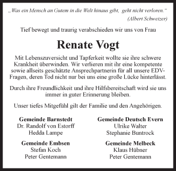 Anzeige von Renate Vogt von LZ