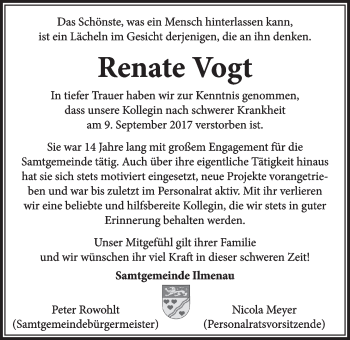 Anzeige von Renate Vogt von LZ