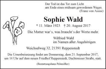 Anzeige von Sophie Wald von LZ