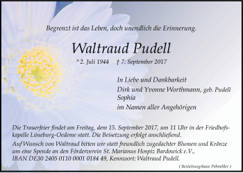 Anzeige von Waltraud Pudell von LZ