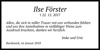 Anzeige von Ilse Förster von LZ