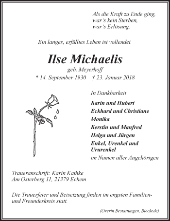 Anzeige von Ilse Michaelis von LZ