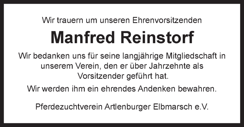  Traueranzeige für Manfred Reinstorf vom 08.01.2018 aus LZ