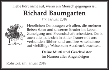 Anzeige von Richard Baumgarten von LZ