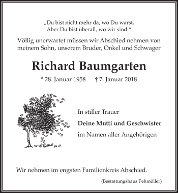 Anzeige von Richard Baumgarten von LZ