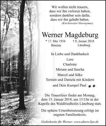 Anzeige von Werner Magdeburg von LZ
