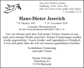 Anzeige von Hans-Dieter Jeserich von LZ