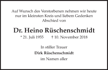 Anzeige von Heino Rüschenschmidt von LZ