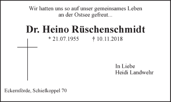 Anzeige von Heino Rüschenschmidt von LZ