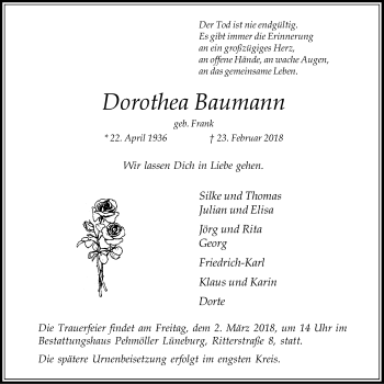 Anzeige von Dorothea Baumann von LZ