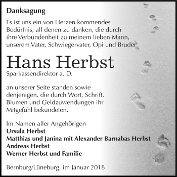 Anzeige von Hans Herbst von LZ