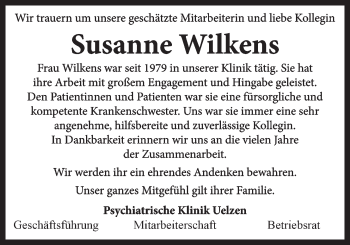 Anzeige von Susanne Wilkens von LZ