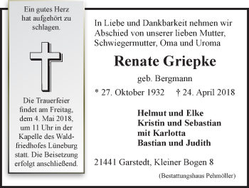 Anzeige von Renate Griepke von LZ