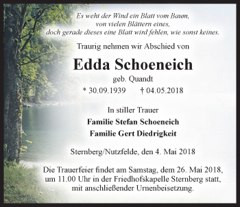 Anzeige von Edda Schoeneich von LZ