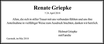 Anzeige von Renate Griepke von LZ