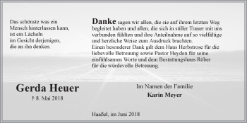 Anzeige von Gerda Heuer von LZ