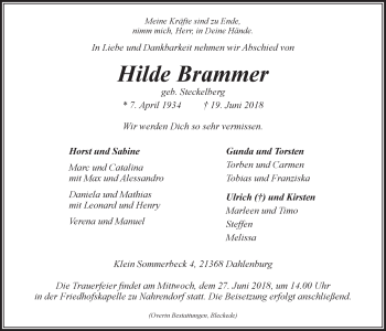 Anzeige von Hilde Brammer von LZ