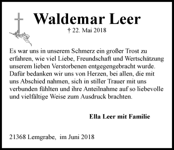 Anzeige von Waldemar Leer von LZ
