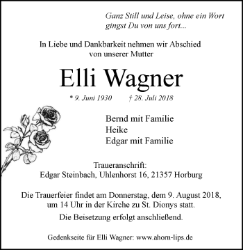 Anzeige von Elli Wagner von LZ
