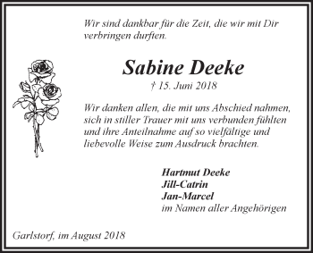 Anzeige von Sabine Deeke von LZ