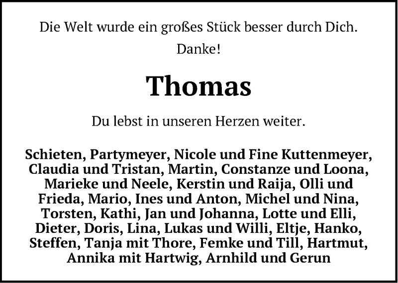  Traueranzeige für Thomas Holz vom 11.08.2018 aus LZ