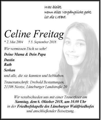 Anzeige von Anna Celine Freitag von LZ