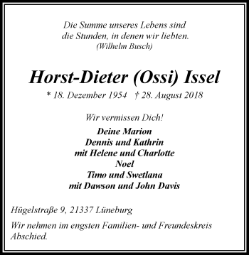Anzeige von Horst-Dieter Issel von LZ