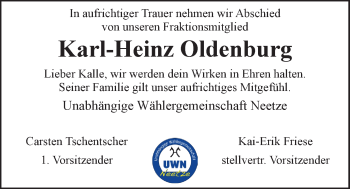 Anzeige von Karl-Heinz Oldenburg von LZ