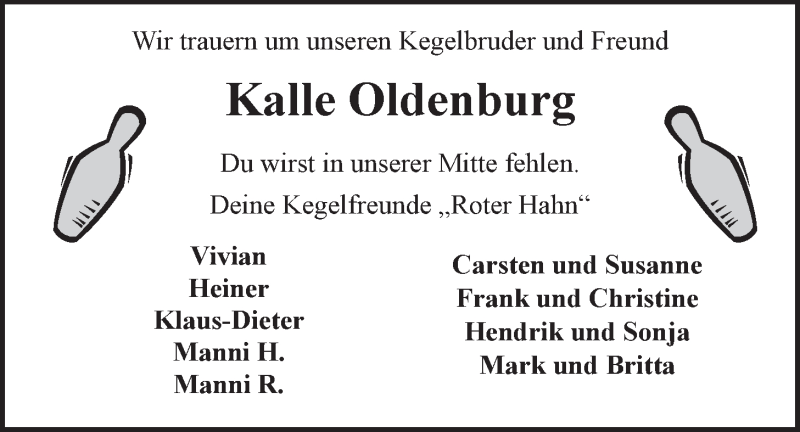  Traueranzeige für Karl-Heinz Oldenburg vom 01.09.2018 aus LZ