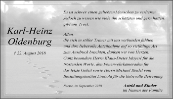 Anzeige von Karl-Heinz Oldenburg von LZ