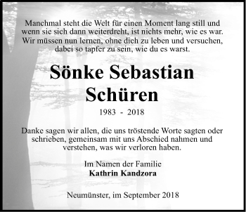Anzeige von Sönke Sebastian Schüren von LZ