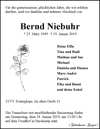 Anzeige von Bernd Niebuhr von LZ
