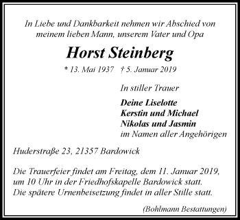 Anzeige von Horst Steinberg von LZ