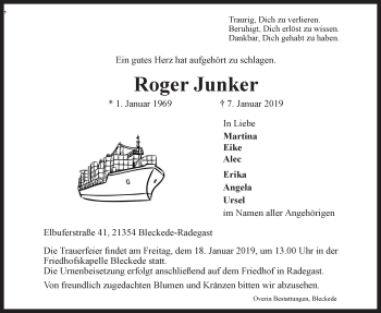 Anzeige von Roger Junker von LZ