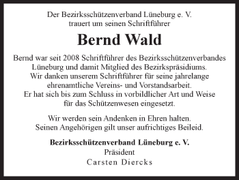 Anzeige von Bernd Wald von LZ