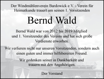 Anzeige von Bernd Wald von LZ