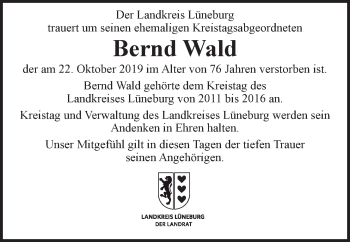 Anzeige von Bernd Wald von LZ