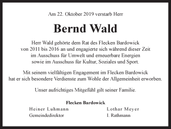 Anzeige von Bernd Wald von LZ