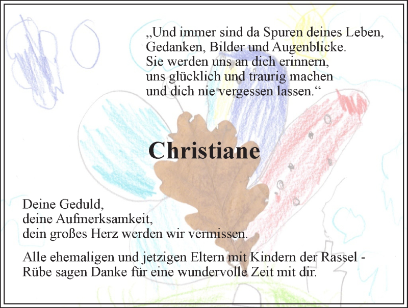  Traueranzeige für Christiane Bergstaedt vom 26.10.2019 aus LZ
