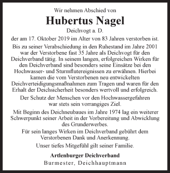 Anzeige von Hubertus Nagel von LZ