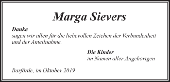 Anzeige von Marga Sievers von LZ