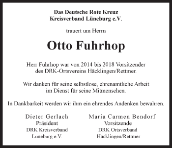 Anzeige von Otto Fuhrhop von LZ
