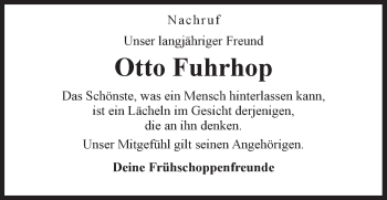 Anzeige von Otto Fuhrhop von LZ