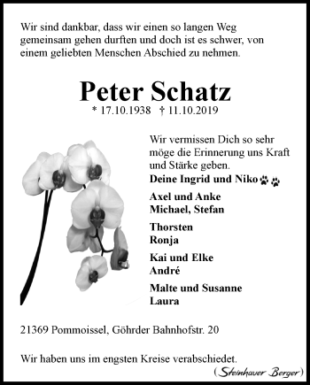 Anzeige von Peter Schatz von LZ