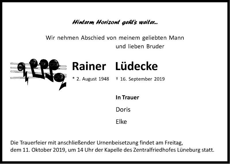  Traueranzeige für Rainer Lüdecke vom 05.10.2019 aus LZ